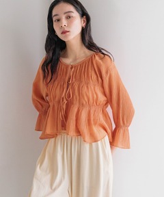 〈VIVIANO〉ギャザートップス　オレンジ VIVIANO〉ギャザートップス オレンジの通販 by nn's shop｜ラクマ