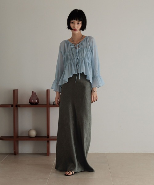 LOWRYS FARM（ローリーズファーム）の「ヨウリュウシャーリング６Ｓ 289797（シャツ/ブラウス・レディース・アイボリー/ブルー/チャコールグレー/ブラウン/オレンジ・FREE）」の15枚目の写真