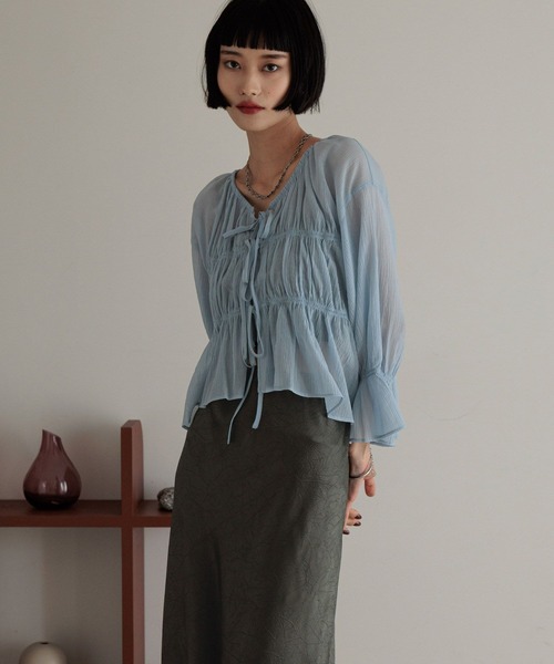 LOWRYS FARM（ローリーズファーム）の「ヨウリュウシャーリング６Ｓ 289797（シャツ/ブラウス・レディース・アイボリー/ブルー/チャコールグレー/ブラウン/オレンジ・FREE）」の17枚目の写真