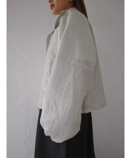 TRUNC（トランクエイティーエイト）の「Sheer Cropped Blouson（ブルゾン・レディース・カーキ/ブラック/グレー・FREE）」の11枚目の写真