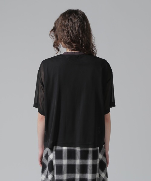 AVIREX（アヴィレックス）の「《直営店限定》SHEER LAYERED PRINT T-SHIRT/シアーレイヤード プリントTシャツ（Tシャツ/カットソー・レディース・ピンク/ブラック/オリーブ・F）」の7枚目の写真