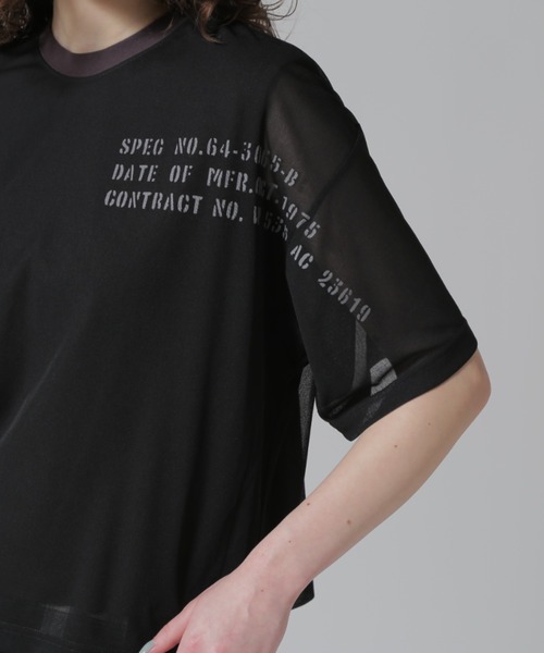 AVIREX（アヴィレックス）の「《直営店限定》SHEER LAYERED PRINT T-SHIRT/シアーレイヤード プリントTシャツ（Tシャツ/カットソー・レディース・ピンク/ブラック/オリーブ・F）」の10枚目の写真