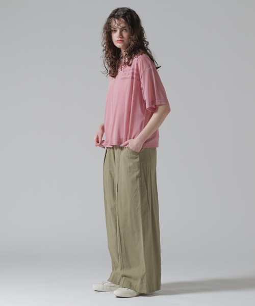 AVIREX（アヴィレックス）の「《直営店限定》SHEER LAYERED PRINT T-SHIRT/シアーレイヤード プリントTシャツ（Tシャツ/カットソー・レディース・ピンク/ブラック/オリーブ・F）」の17枚目の写真