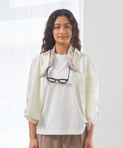 J.PRESS YORK STREET(ジェイプレスヨークストリート)の「【WOMEN】シアーショート ブラウス(シャツ/ブラウス・レディース・ホワイト系・F)」の1枚目の写真