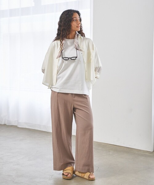 J.PRESS YORK STREET(ジェイプレスヨークストリート)の「【WOMEN】シアーショート ブラウス(シャツ/ブラウス・レディース・ホワイト系・F)」の2枚目の写真