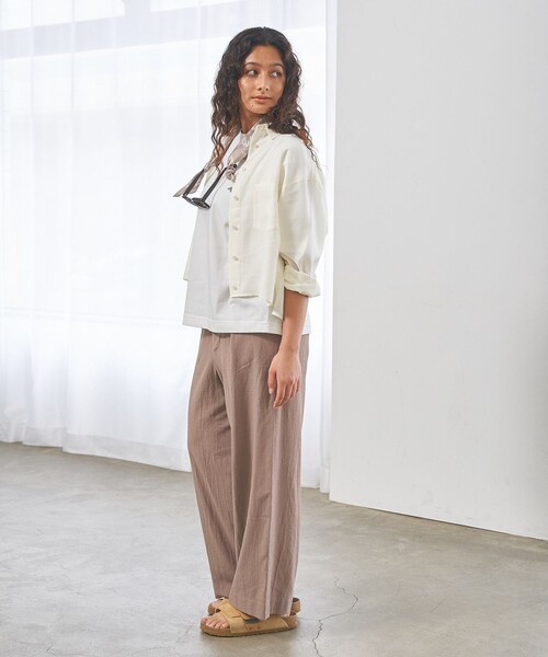 J.PRESS YORK STREET(ジェイプレスヨークストリート)の「【WOMEN】シアーショート ブラウス(シャツ/ブラウス・レディース・ホワイト系・F)」の3枚目の写真