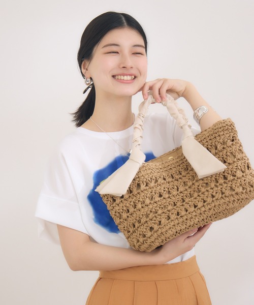 KATHARINE ROSS(キャサリンロス)の「【KATHARINE ROSS】リボンハンドルペーパーバッグ WEB限定(かごバッグ・レディース・ブラック/ライトベージュ/ピンクベージュ・MEDIUM)」の8枚目の写真