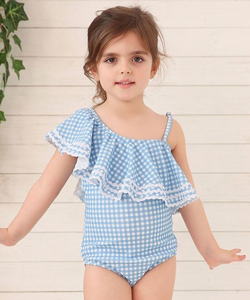 Lace Ladies(レースレディース)の「女児フリルワンピーススクール水着 ガールズ(水着・キッズ・ブルー/ホワイト/レッド/ブラック・110cm/120cm/130cm/140cm/150cm)」の3枚目の写真