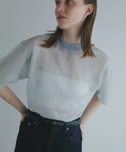 セール】SHEER CHECK KNIT TOPS（Tシャツ/カットソー）｜MANOF