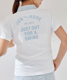 JUN&ROPE' | 【UV】【吸水速乾】チェッカーボード衿バックプリント半袖ポロ(ポロシャツ)