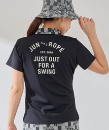 JUN&ROPE' | 【UV】【吸水速乾】チェッカーボード衿バックプリント半袖ポロ(ポロシャツ)