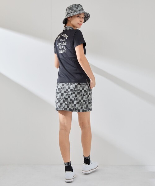 UV】【吸水速乾】チェッカーボード衿バックプリント半袖ポロ