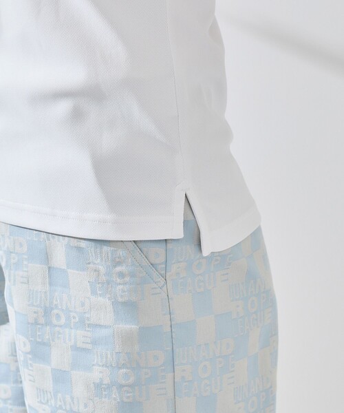 JUN&ROPE'（ジュンアンドロペ）の「【UV】【吸水速乾】チェッカーボード衿バックプリント半袖ポロ（ポロシャツ・レディース・イエロー/サックスブルー/ブラック・L/M/S）」の6枚目の写真