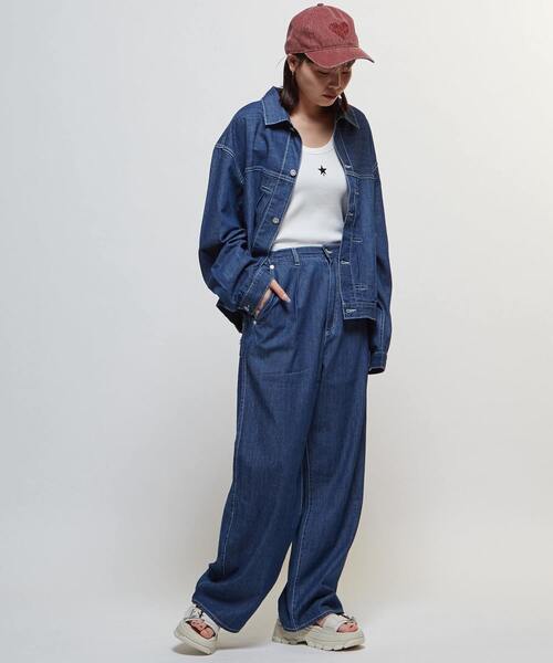 CONVERSE TOKYO(コンバーストウキョウ)の「【限定展開】LIGHT DENIM WIDE PANTS(デニムパンツ・レディース・サックスブルー/ブラック/ブルー・SMALL)」の10枚目の写真