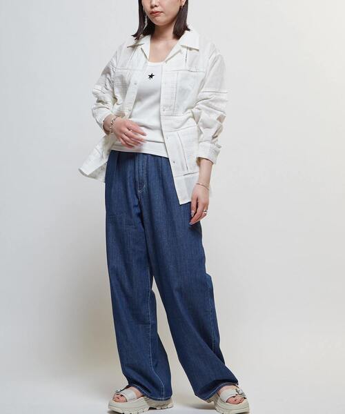 CONVERSE TOKYO(コンバーストウキョウ)の「【限定展開】LIGHT DENIM WIDE PANTS(デニムパンツ・レディース・サックスブルー/ブラック/ブルー・SMALL)」の6枚目の写真