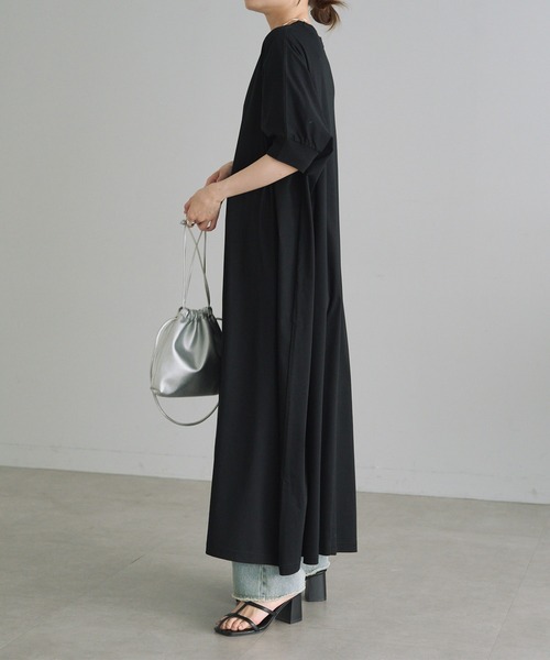 PUAL CE CIN（ピュアルセシン）の「両面シルケットリブ袖ワンピース（ワンピース・レディース・ベージュ/ブラック/グレー・FREE）」の12枚目の写真