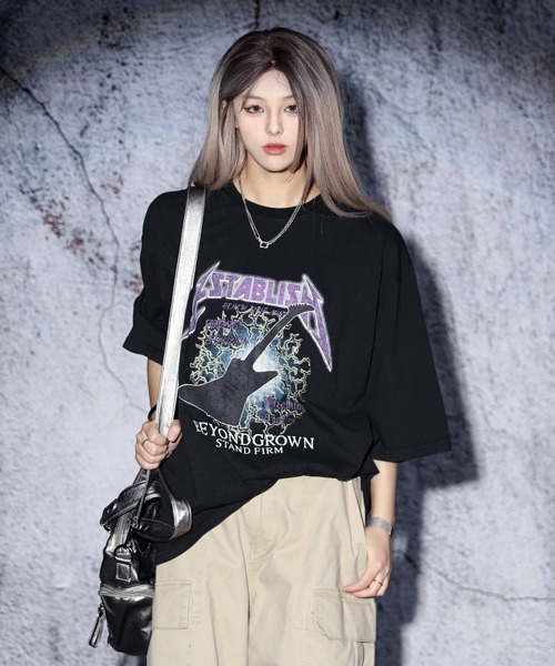 【ANNOT】韓国人気◆FRCロゴヴィンテージウォッシュフーディ EFFECTION // vintage wash rock logo crew neck T-shirt