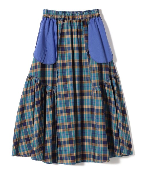 SHIPS チェックスカート38 セール】 チェック フリンジ スカート （ロング・マキシ丈
