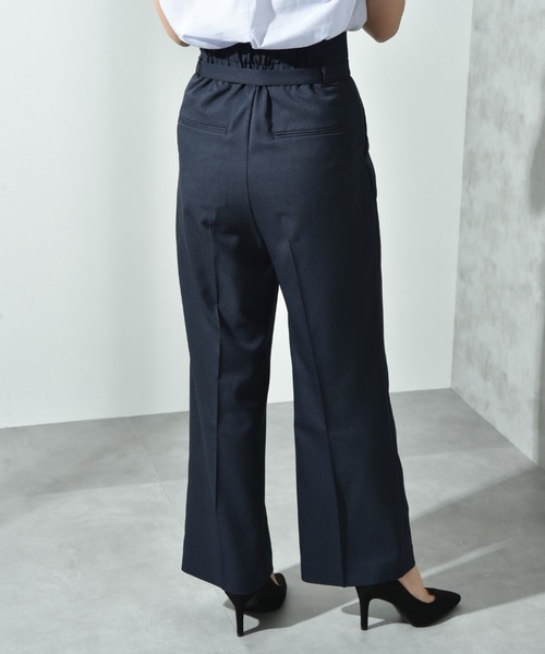 MSGM ヘルト付きハイウエストハラッツォカコハンツ 【関税込】 Louere スラックス パンツ フロントジップハイウエストタック