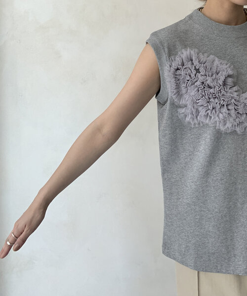 セール】3DチュールモチーフTEE（Tシャツ/カットソー）｜DouDou