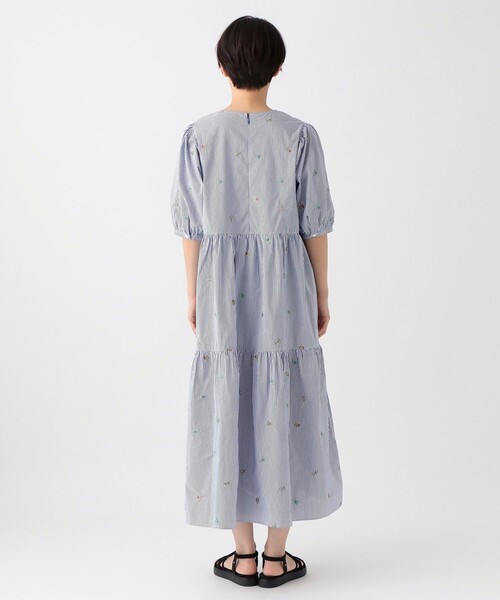 【新品】アフタヌーンティー　メゾンサジュー　ティアードワンピース　刺繍ストライプ 刺繍ティアードワンピース/MAISON SAJOU｜アフタヌーンティー