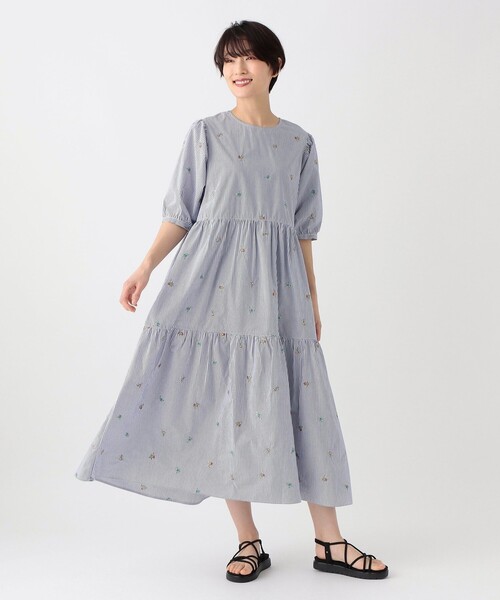 即発◆  ストライプ・ティアードワンピ 新品 Te chichi テチチ ストライプ ティアードワンピース｜Yahoo