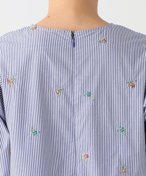 【新品】アフタヌーンティー　メゾンサジュー　ティアードワンピース　刺繍ストライプ セール】ストライプ刺繍ティアードワンピース/MAISON SAJOU