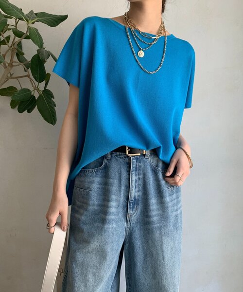 DouDou(ドゥドゥ)の「サイドスリットフレンチプルオーバー(ニット/セーター・レディース・ブルー/ブラック/グレイッシュベージュ・FREE)」の16枚目の写真