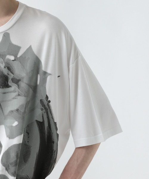 HARE（ハレ）の「ニュアンスフラワープリントカット(HARE)（Tシャツ/カットソー・メンズ・ブラック×ブルー/ブラック×ホワイト/ホワイト・FREE）」の16枚目の写真