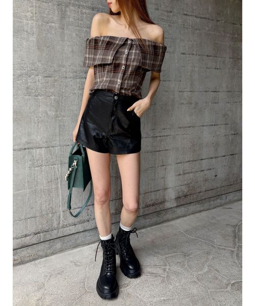 EVRIS（エヴリス）の「チェックオフショルブラウス（シャツ/ブラウス・レディース・ブラウン/ブラック・FREE）」の12枚目の写真