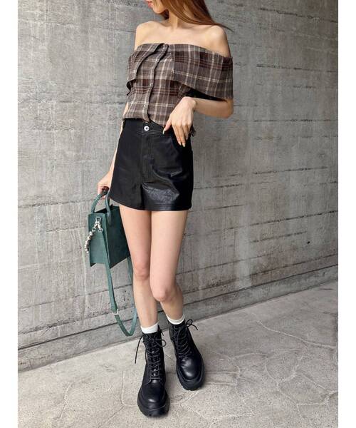 EVRIS（エヴリス）の「チェックオフショルブラウス（シャツ/ブラウス・レディース・ブラウン/ブラック・FREE）」の13枚目の写真