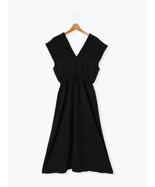 Lugnoncure(ルノンキュール)の「楊柳シャーリングドロストワンピース(ワンピース・レディース・ブラック/ベージュ/ネイビー・F)」の7枚目の写真