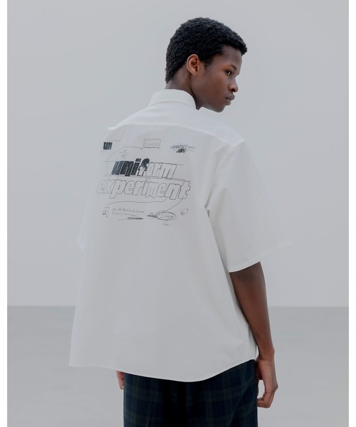 uniform experiment（ユニフォームエクスペリメント）の「IN-PROCESS PRINT S/S SHIRT（シャツ/ブラウス・メンズ・ホワイト/ライトブルー・1/3/2/4）」の3枚目の写真
