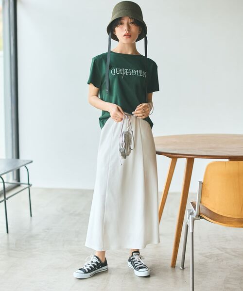 COHINA(コヒナ)の「【接触冷感】セミフレアイージースカート 【低身長・小柄女性】(スカート・レディース・グレー/ホワイト・ONE SIZE)」の3枚目の写真
