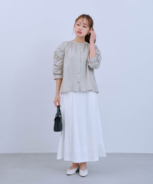 COHINA(コヒナ)の「【接触冷感】セミフレアイージースカート 【低身長・小柄女性】(スカート・レディース・グレー/ホワイト・ONE SIZE)」の8枚目の写真