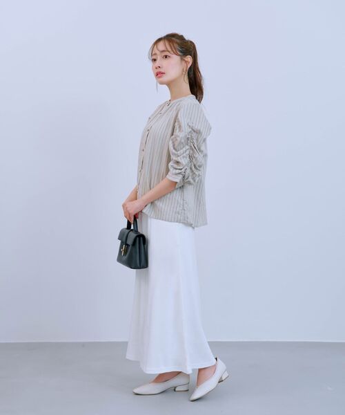 COHINA(コヒナ)の「【接触冷感】セミフレアイージースカート 【低身長・小柄女性】(スカート・レディース・グレー/ホワイト・ONE SIZE)」の9枚目の写真