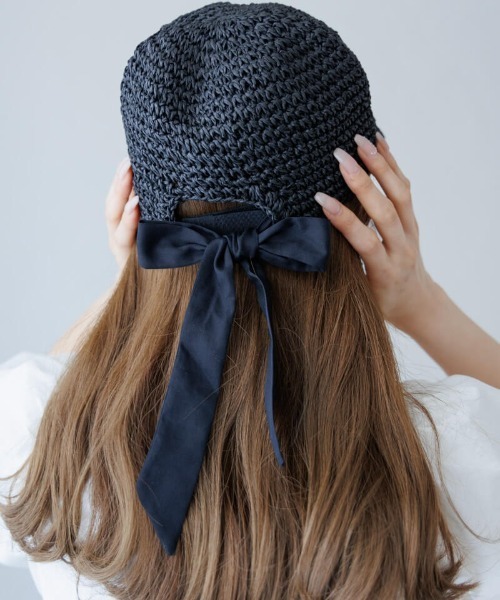 flower（フラワー）の「ペーパーリボンキャップ（キャップ・レディース・アイボリー/ブラウン/ブラック・FREE）」の2枚目の写真