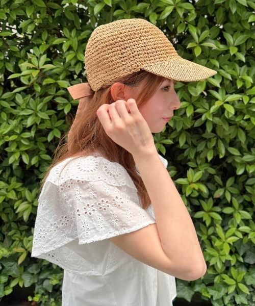 flower（フラワー）の「ペーパーリボンキャップ（キャップ・レディース・アイボリー/ブラウン/ブラック・FREE）」の6枚目の写真