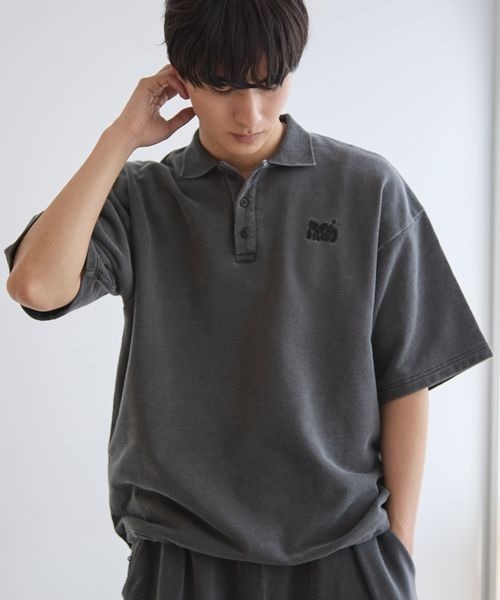PBLIM（ページボーイリム）の「《UNISEX》ピグメントルーズポロ（スウェット・レディース・ブラウン/チャコールグレー・LARGE/MEDIUM）」の3枚目の写真