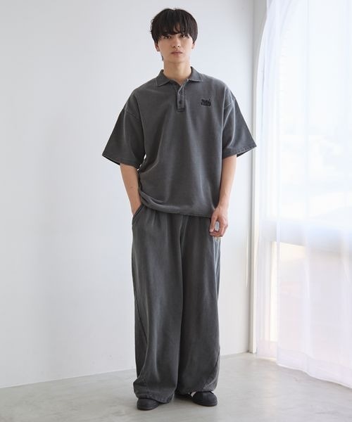 PBLIM（ページボーイリム）の「《UNISEX》ピグメントルーズポロ（スウェット・レディース・ブラウン/チャコールグレー・LARGE/MEDIUM）」の4枚目の写真