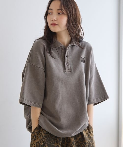 PBLIM（ページボーイリム）の「《UNISEX》ピグメントルーズポロ（スウェット・レディース・ブラウン/チャコールグレー・LARGE/MEDIUM）」の6枚目の写真