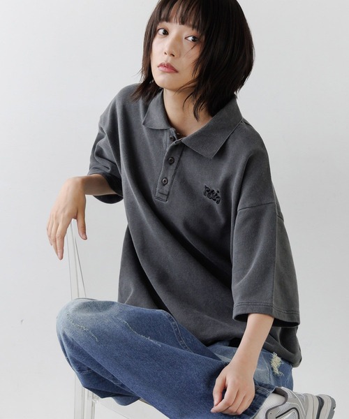 PBLIM（ページボーイリム）の「《UNISEX》ピグメントルーズポロ（スウェット・レディース・ブラウン/チャコールグレー・LARGE/MEDIUM）」の22枚目の写真