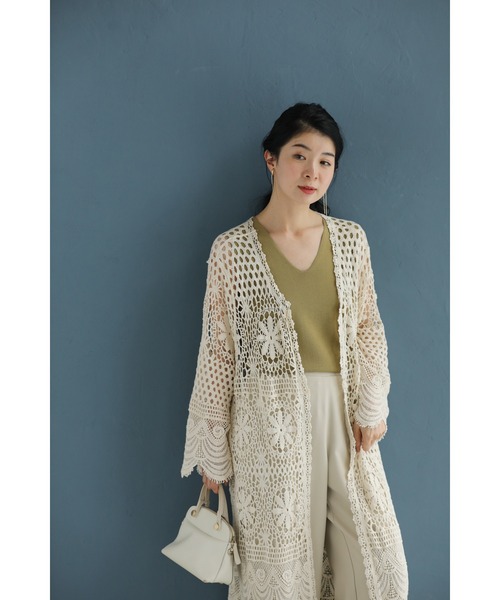 cawaii（カワイイ）の「美しい柄を纏うクロシェロングカーディガン（カーディガン/ボレロ・レディース・ベージュ・FREE）」の14枚目の写真