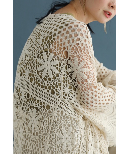 cawaii（カワイイ）の「美しい柄を纏うクロシェロングカーディガン（カーディガン/ボレロ・レディース・ベージュ・FREE）」の15枚目の写真