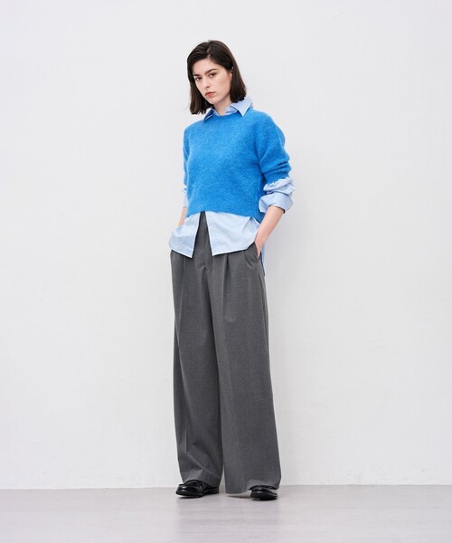 uncrave（アンクレイヴ）の「アルパカファーニット ショートトップス（ニット/セーター・レディース・グレー系/ライトイエロー系/ブルー系/アイボリー系・F）」の12枚目の写真