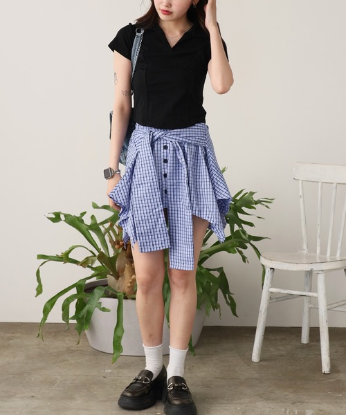ROOPTOKYO(ループトウキョウ)の「Curved line polo design cut and sewn / カーブライン ポロデザインカットソー(Tシャツ/カットソー・レディース・ブラック/グレー/ホワイト・FREE)」の12枚目の写真
