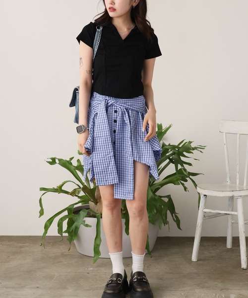 ROOPTOKYO(ループトウキョウ)の「Curved line polo design cut and sewn / カーブライン ポロデザインカットソー(Tシャツ/カットソー・レディース・ブラック/グレー/ホワイト・FREE)」の13枚目の写真