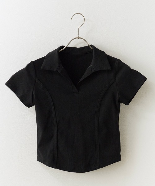 ROOPTOKYO(ループトウキョウ)の「Curved line polo design cut and sewn / カーブライン ポロデザインカットソー(Tシャツ/カットソー・レディース・ブラック/グレー/ホワイト・FREE)」の9枚目の写真