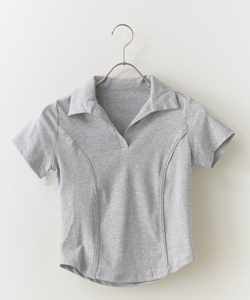 ROOPTOKYO(ループトウキョウ)の「Curved line polo design cut and sewn / カーブライン ポロデザインカットソー(Tシャツ/カットソー・レディース・ブラック/グレー/ホワイト・FREE)」の14枚目の写真