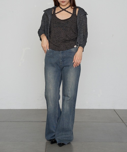 RAY CASSIN（レイカズン）の「透かし編みフードニット（ニット/セーター・レディース・アイボリー/チャコールグレー/ベージュ・FREE）」の4枚目の写真